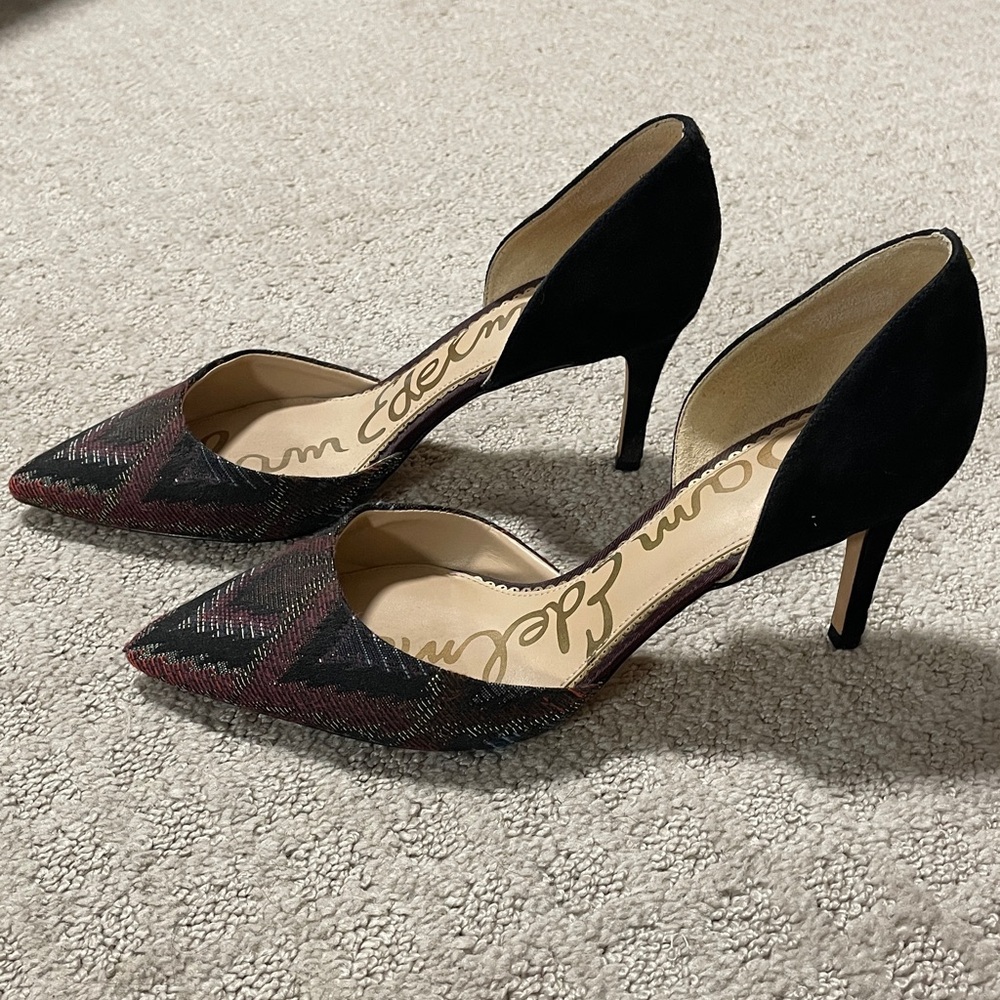 Sam Edelman Black & Red Patterned Heels